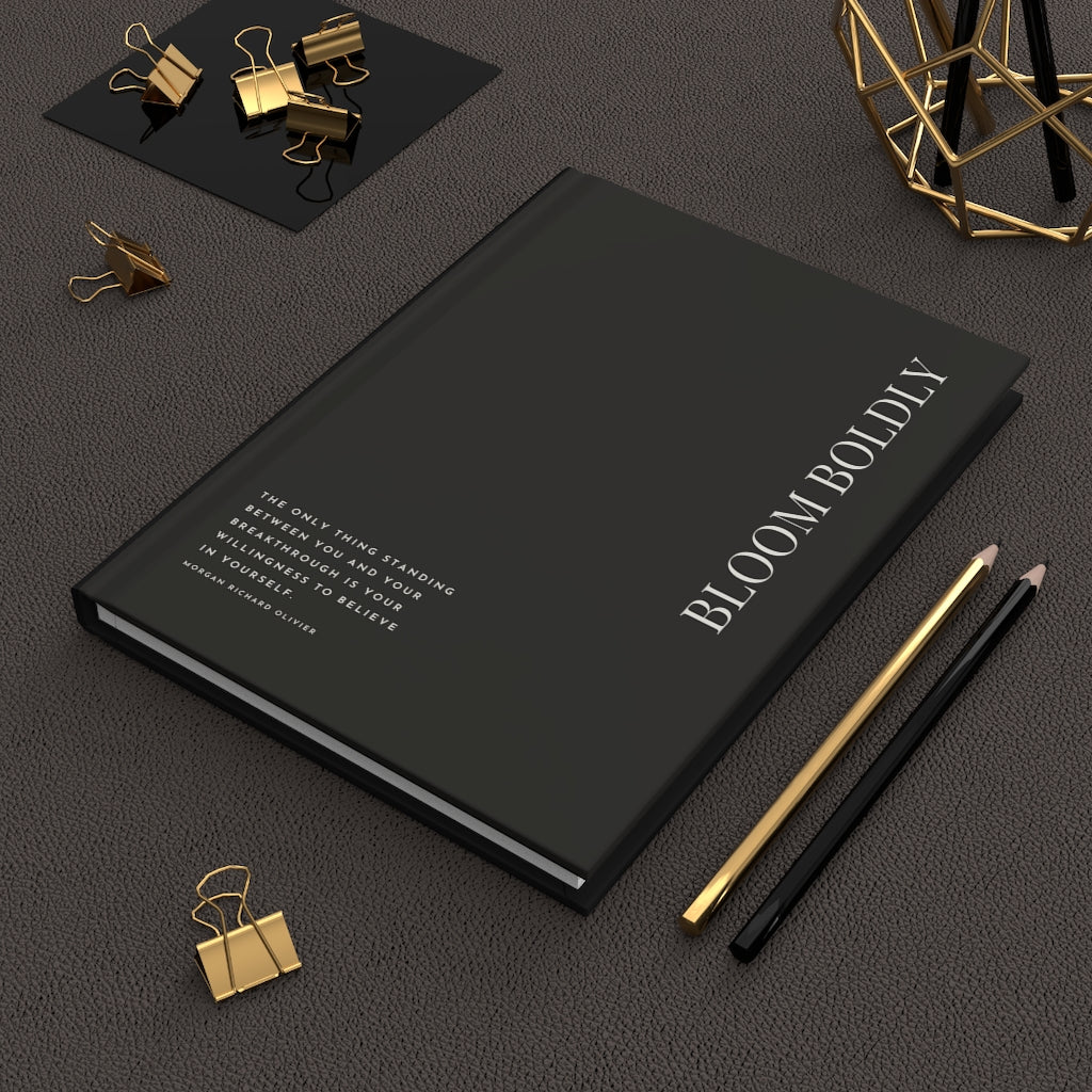 Bloom Boldly (Black) Hardcover Journal Matte